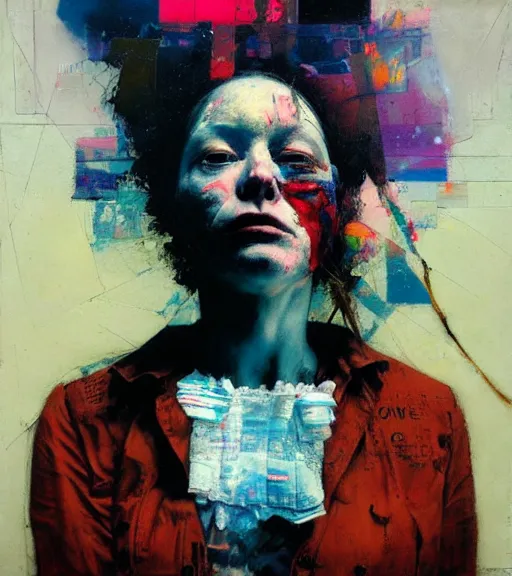 Prompt: i lost myself by bartholomew beal, salustiano garcia cruz, lita cabellut, contemporary art, mixed media detailed,