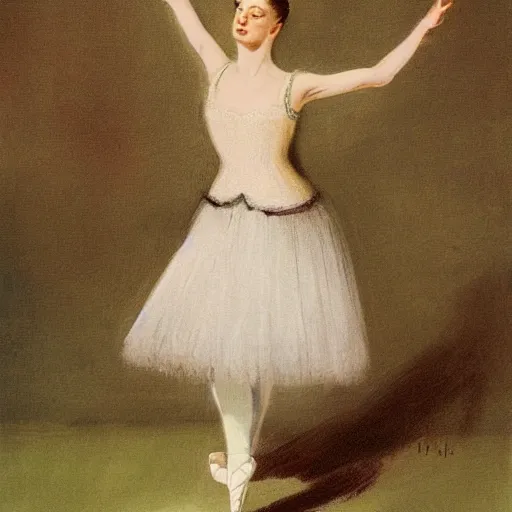 Prompt: ballerina, painted by alfred stephens