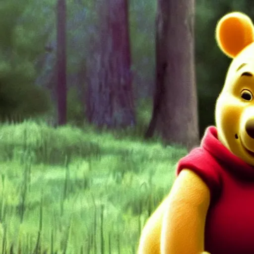 Image similar to A still of Winnie the Pooh if he was Keanu Reeves