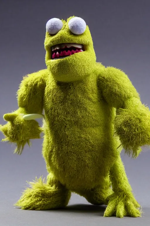 Image similar to 8 k high definition, 1 9 8 0 tennis ball monster kenner style action figure, full body, highly detailed, science fiction, photorealistic