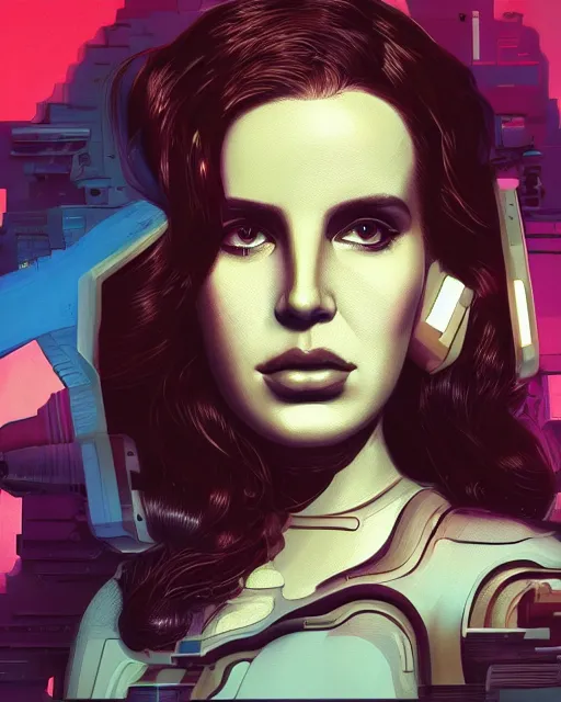 Prompt: portrait of Lana Del Rey as a cyborg. intricate abstract. intricate artwork. by Tooth Wu, wlop, beeple, dan mumford. cyberpunk stepford wife, mulholland drive by david lynch, dune by david lynch, blade runner 2049 by dennis villeneuve, sacred geometry, octane render, trending on artstation, greg rutkowski very coherent symmetrical artwork. cinematic, hyper realism, high detail, octane render, 8k, iridescent accents