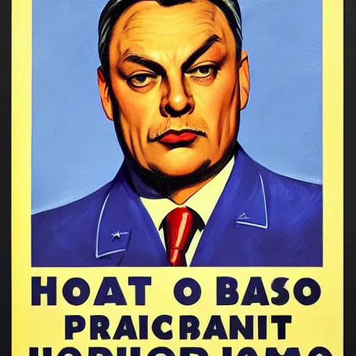 Prompt: highly detailed propaganda poster portrait of the leader of fascist hungary, viktor orban by edward hopper