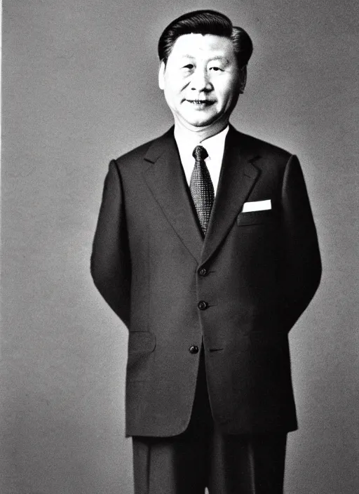 Prompt: portrait of Xi jingping in suit, classic, old photo.