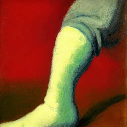 Prompt: superlatively mediocre sock monster, tonalist portrait ( 1 8 8 9 ), viridian and vermilion, high contrast