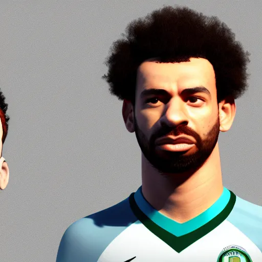 Prompt: a hybrid of mohamed salah and kevin de bruyne, 3 d octane render, artstation, edu souza, sichen lin