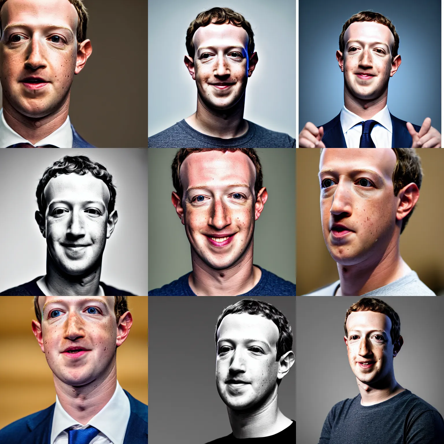 Prompt: headshot of Mark Zuckerberg the president of the united states, movie still, EOS-1D, f/1.4, ISO 200, 1/160s, 8K, RAW, unedited, symmetrical balance, in-frame, Photoshop, Nvidia, Topaz AI