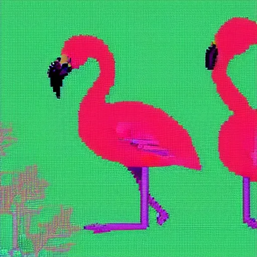 Prompt: flamingo pixel art