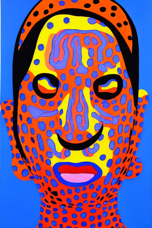 Image similar to a portrait a very ordinary person, by Yayoi Kusama, oil painting, pattern, anatomically correct, beautiful perfect face, large brushstrokes, sharp focus, Highly Detailed