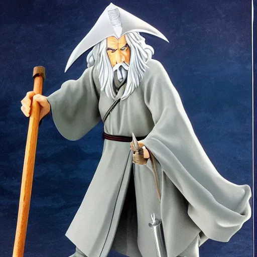 Image similar to gandalf from the anime lord of the rings (1986), holding a wooden staff, studio ghibli, very detailed, realistic