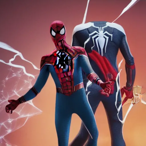 Prompt: Spider-Man and Ghost-Spider ready pose, Marvel Cinematic Universe, live action