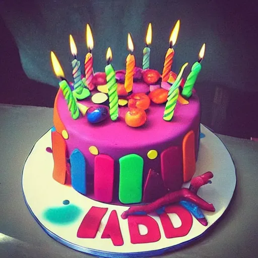 Prompt: “a birthday cake imagined by Goudi”