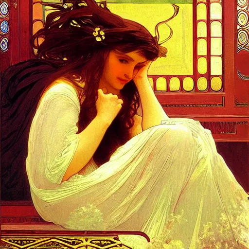 Prompt: digital art by thomas cole, alphonse mucha