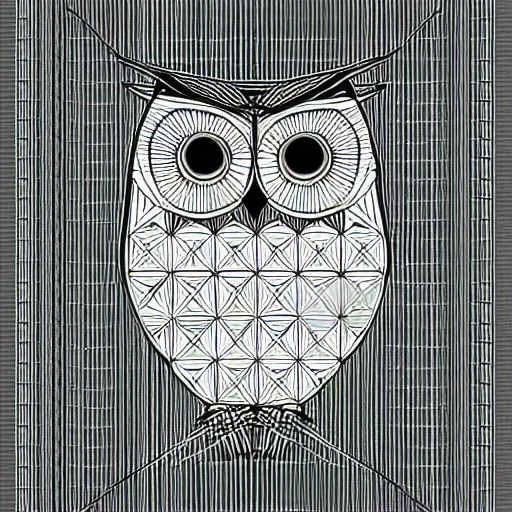 Image similar to geometric wireframe owl digital art symmetrical