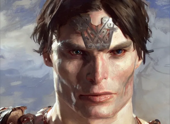 Prompt: a highly detailed beautiful portrait of cillian murphy as kratos, by gregory manchess, james gurney, james jean