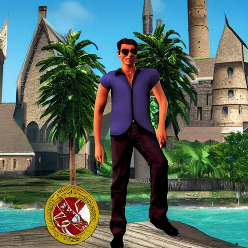 Prompt: tommy vercetti in hogwarts