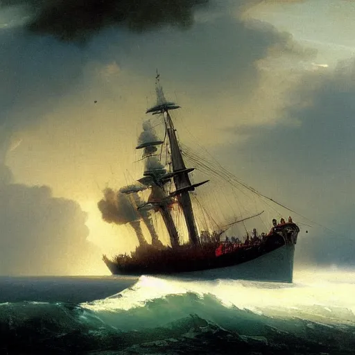 Image similar to uss submarine hmcs thresher painting by hubert robert aivazovsky detailed