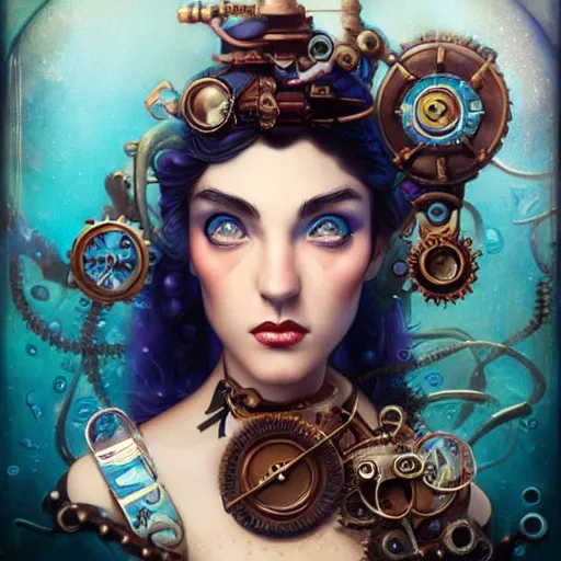 Prompt: lofi underwater victorian steampunk portrait, Pixar style, by Tristan Eaton Stanley Artgerm and Tom Bagshaw.