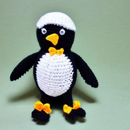 Image similar to crocheted penguin doll,