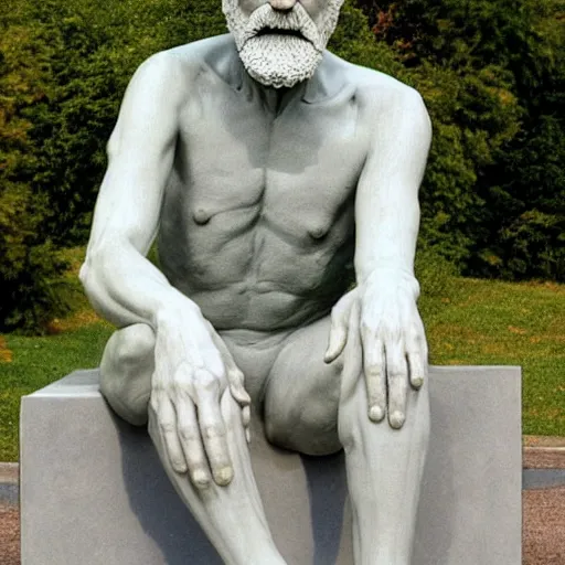 Image similar to full body, sigmund freud sculpture by auguste rodin