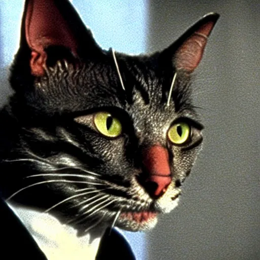 Image similar to a still of a cat in the movie reservoir dogs mr. pink