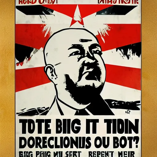 Prompt: Big coob dictator propaganda poster