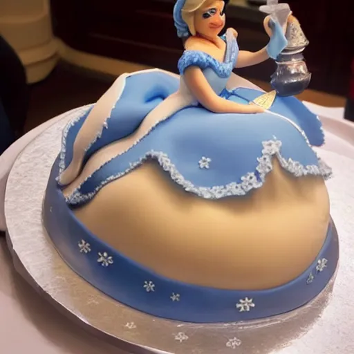 Image similar to high resolution photo of a cinderella cake, michelin star, very tasty, food photography, instagram, trending