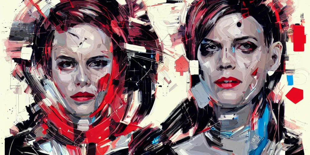 Image similar to a portrait of a single female android, by MARVEL comics and Sandra Chevrier