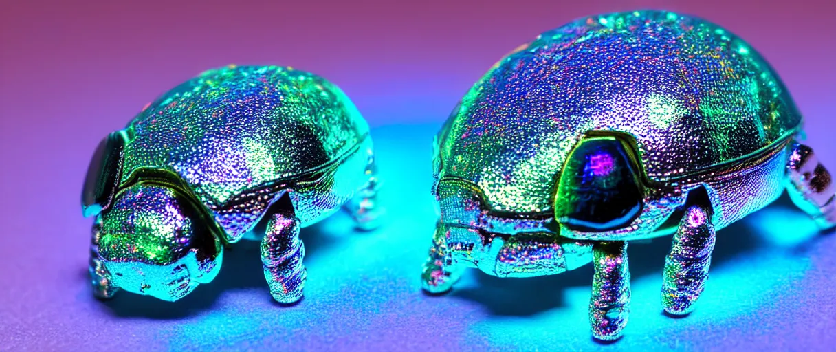 Image similar to highly detailed holographic scarab high quality photo with jeweled gorgeous moody blue lighting octane low angle hd 8k sharp shallow depth of field