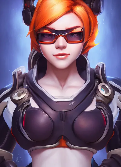 Image similar to character portrait of a fusion of Mei from Overwatch and Soldier 76 from Overwatch by ArtGerm and Tom Bagshaw, 4k, highly detailed, cinematic lighting, characters merged