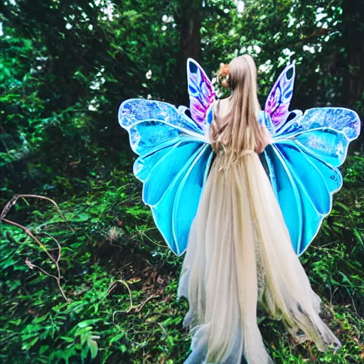 Image similar to photo of a beautiful fairy with crystal wings