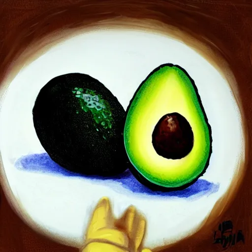 Prompt: avocado being stolen, parietal art style