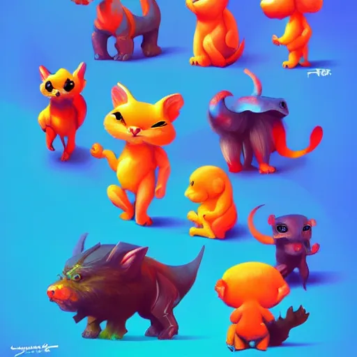 Image similar to cute creatures. bright art masterpiece artstation. 8k, sharp high quality illustration in style of Jose Daniel Cabrera Pena and Leonid Kozienko, magical colored theme, concept art by Tooth Wu,