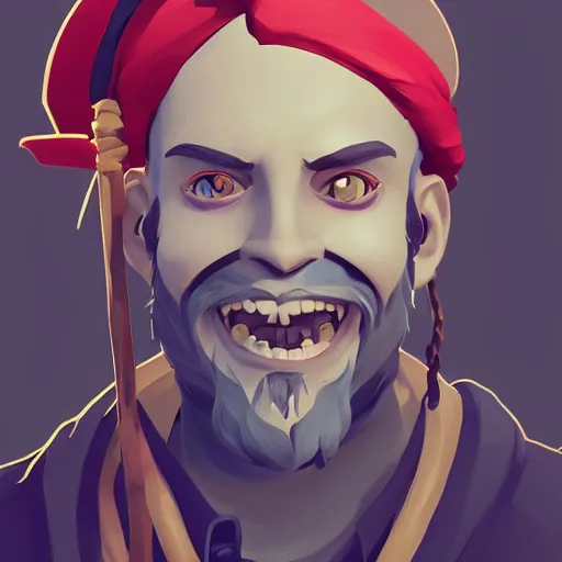 Image similar to painting jack the pirate on sea of thieves game avatar hero smooth face median photoshop filter cutout vector behance hd by jesper ejsing, by rhads, makoto shinkai and lois van baarle, ilya kuvshinov, rossdraws, illustration, art by ilya kuvshinov and gustav klimt