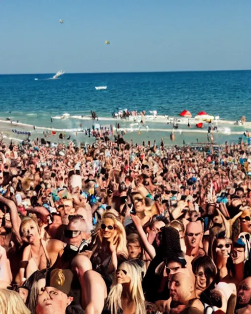 Image similar to a crowd of christina aguilera, beach