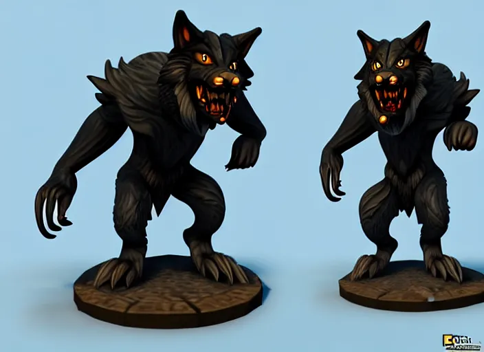 Image similar to werewolf, stylized stl fantasy miniature, 3 d render, activision blizzard style, hearthstone style