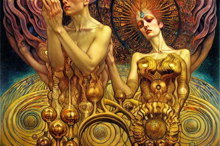 Image similar to Divine Chaos Engine by Karol Bak, Jean Delville, William Blake, Gustav Klimt, and Vincent Van Gogh, symbolist, visionary