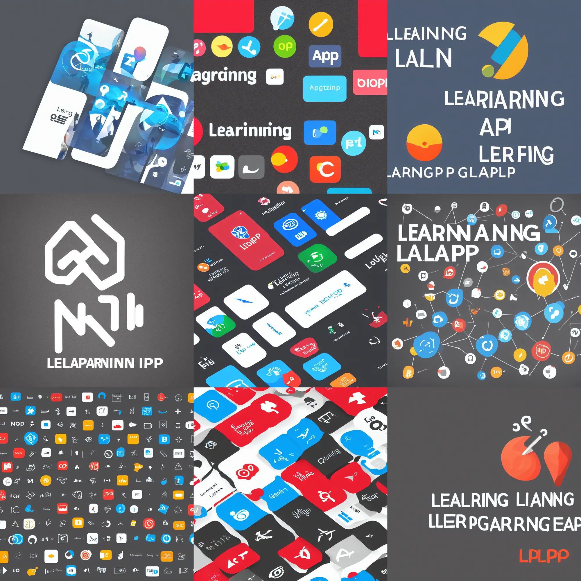 Prompt: learning app logo, very big, simple, unforgettable, modern, good looking, trending, artstation, recommended, high quality, sharp focus, award winning, high contrast, fullscreen app, aesthetically pleasing