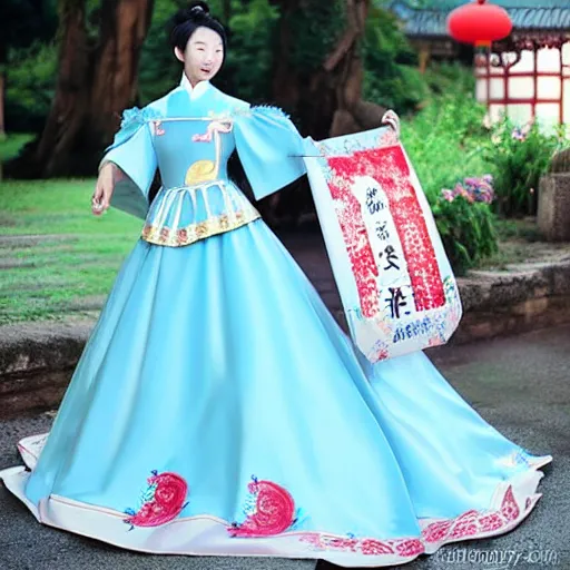 Prompt: a beautiful dress, chinese style, ghibli style - n