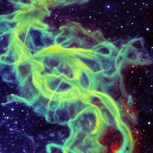 Image similar to lovecraftian tentacles emerging from a space nebula