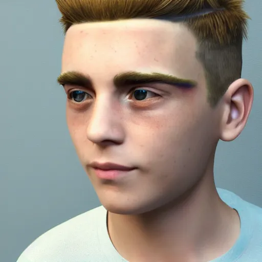 Image similar to detailed unreal engine 5 render of a blonde boy with face tattoos