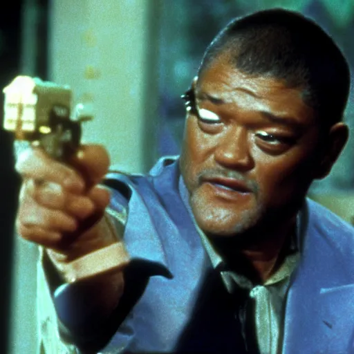 Image similar to Somewhere between Apocalypse Now and The Matrix, let's remember Laurence Fishburne was Cowboy Curtis on Pee Wee's Playhouse in the 80s