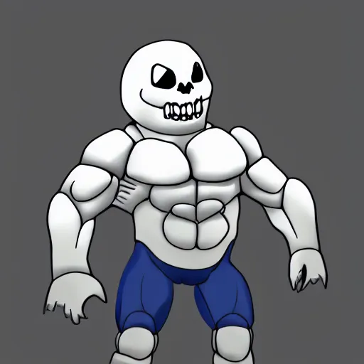 Prompt: sans undertale with extreme muscles, highly detailed, sharp focus, digital painting