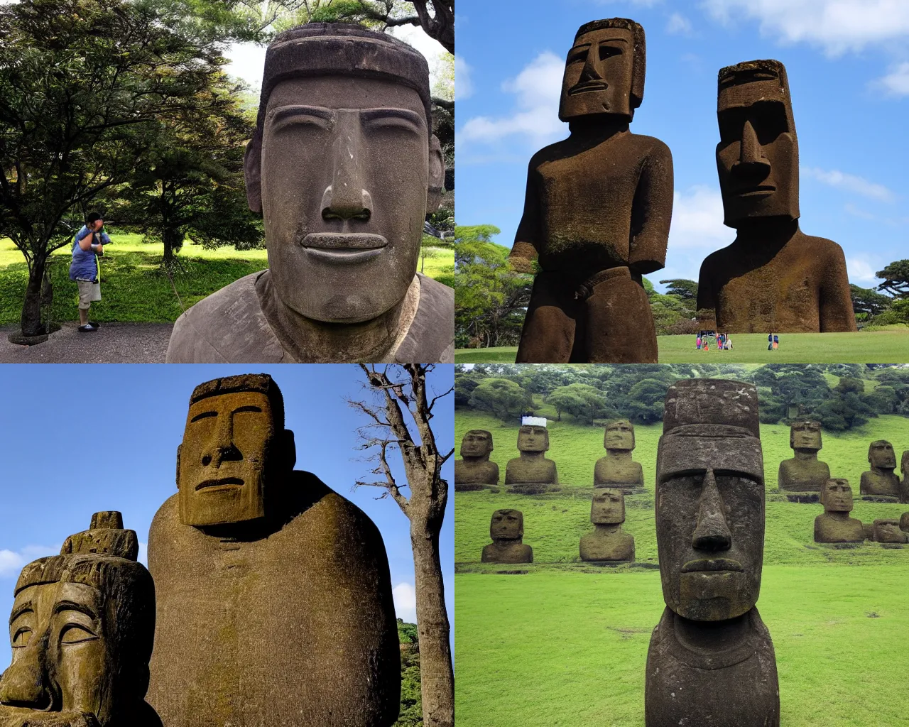 studio photo of a moai drinking wine : r/weirddalle