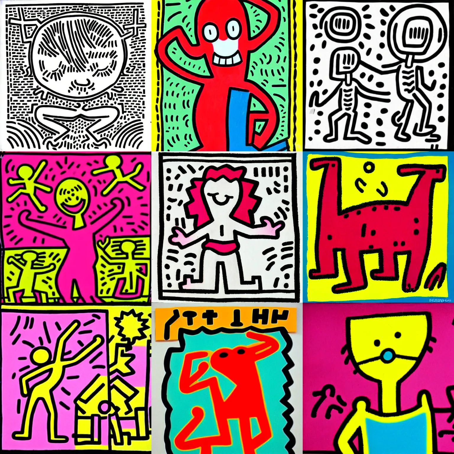 Prompt: pippi in the style of keith haring