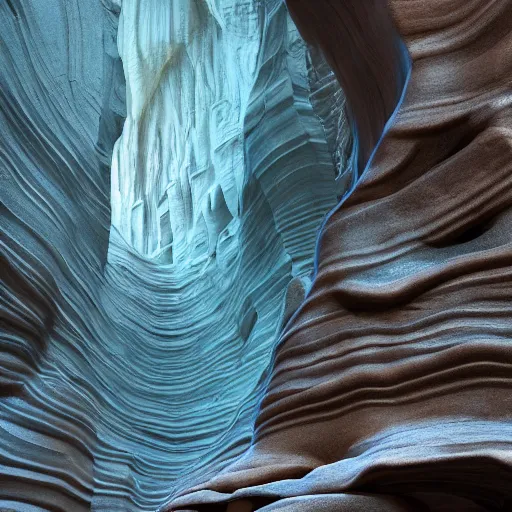 Image similar to detailed photo, cathedrals of carved stone in a canyon grotto, shiny layered geological strata,ground mist swirling vortexes,granular detail, by Sparth and Greg Rutkowski, hypermaximalist,micro details, 3d sculpture,f32,deep depth of field,cinematic lighting,digital rendering,photographic, wide angle,octane render , 4k, artstation, concept art ,