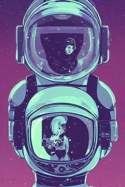 Prompt: portrait of a future cosmonaut with helmet having cybernetics and wirings, d & d, trending on artstation, art by petros afshar, tom whalen, laurie greasley and greg rutkowski and ilya kuvshinov