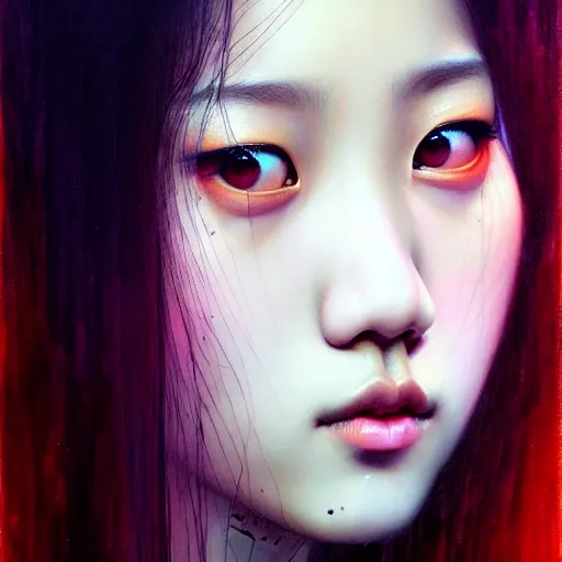 Image similar to jisoo of blackpink, hyperrealistic portrait, by karol bak and agnes cecile, fantasy art, photo realistic, dynamic lighting, artstation, poster, volumetric lighting, very detailed face, intricate complexity, rule of thirds, 8 k, award winning, trending