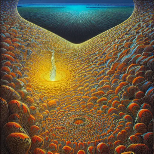 Image similar to the queen of the red sea by jacek yerka, alex gray, zdzisław beksiński, dariusz zawadzki, vladimir kush, jeffrey smith and h.r. giger, oil on canvas, 8k highly professionally detailed, trending on artstation