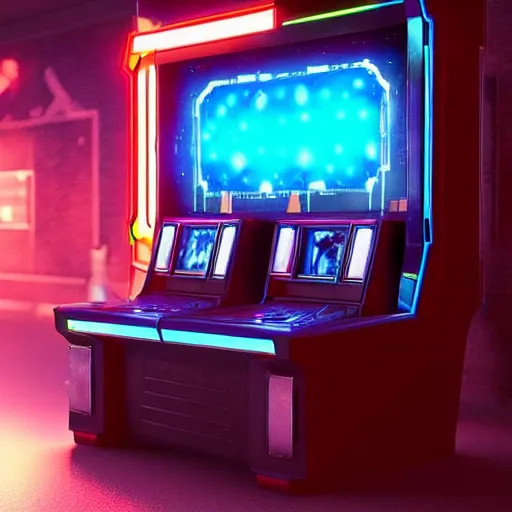 Image similar to arcade machine, octane render, unreal engine, digital art, Artstation, Trending on Artstation, cgsociety, Pinterest, 8k ,