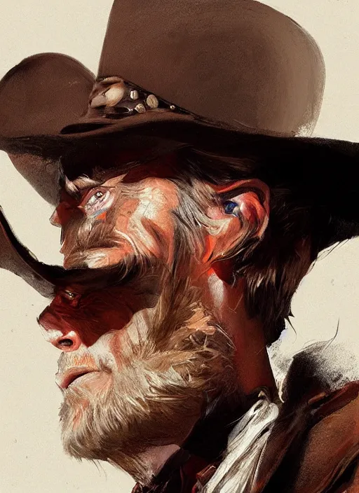 Image similar to willem dafoe as a cowboy, elegant, digital painting, concept art, smooth, sharp focus, illustration, from red dead redemption by ruan jia and mandy jurgens and artgerm and william - adolphe bouguerea